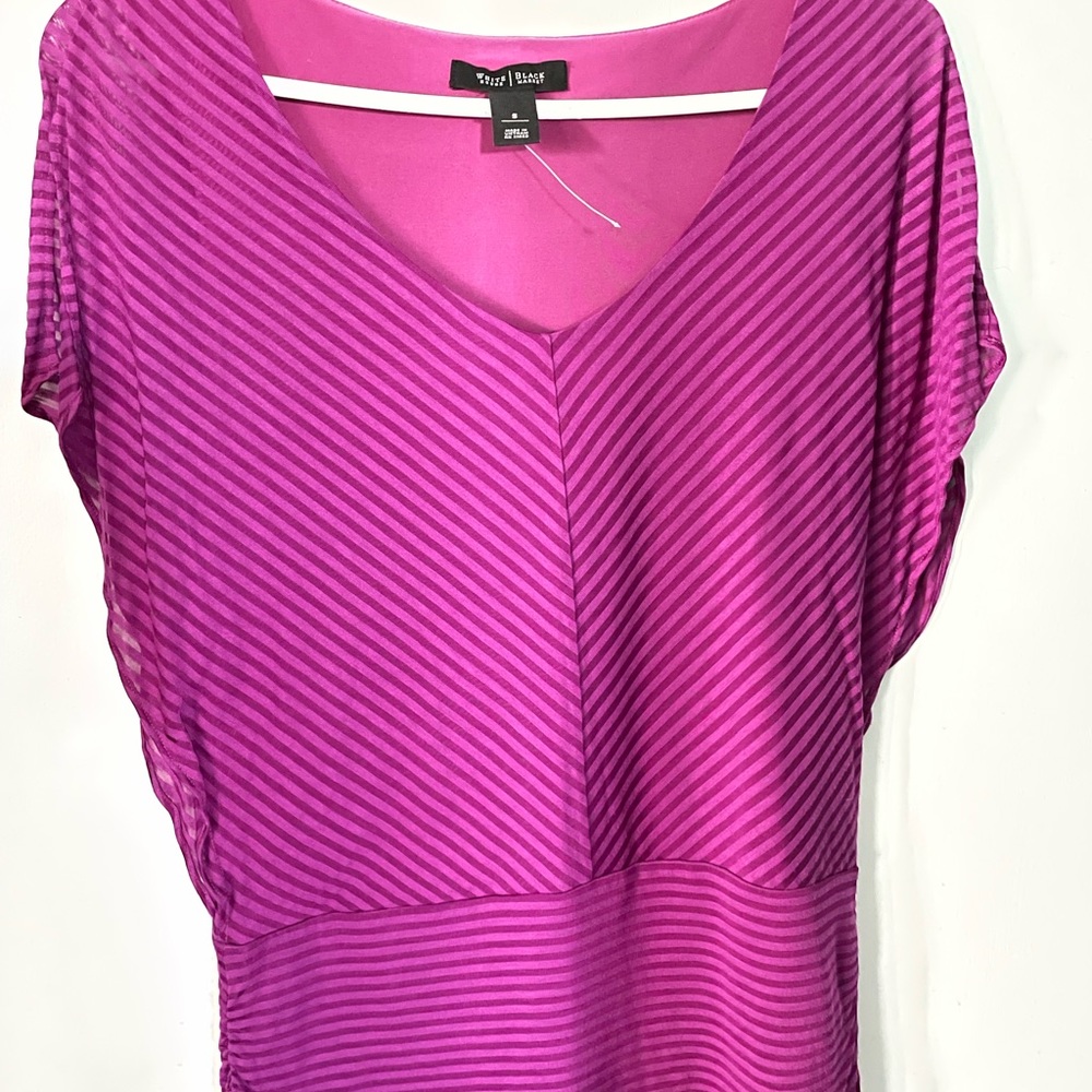 NWOT White House Black Market Fuchsia Split Shoulder Top